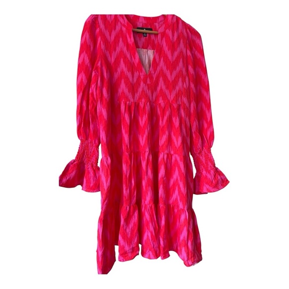 Tuckernuck Pomander Place Hot Pink Ikat Kenzo Dress Women’s Size XS Tiered - Picture 4 of 14